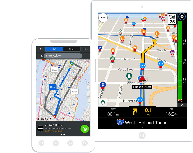 CoPilot on smartphone and tablet